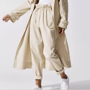 Carbon38 khaki paper bag elastic drawstring tie waist jogger trouser pant large